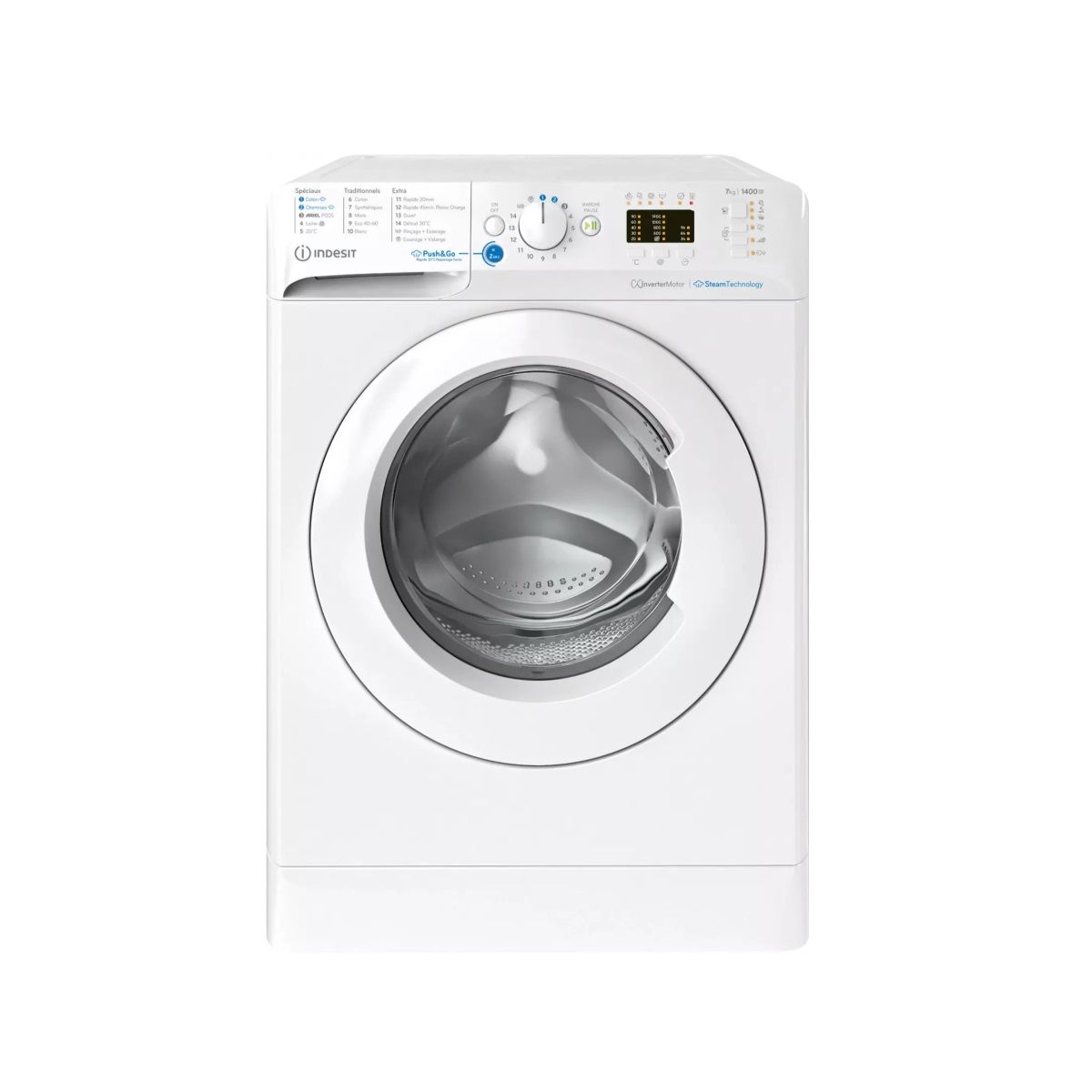 INDESIT - Lave-linge hublot 7kg 1400 tours/min blanc - BWA71496XWVFR 