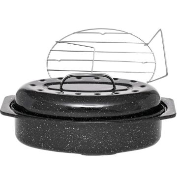 warmcook Cocotte ovale en acier carbon 38x26cm + grille warmcook